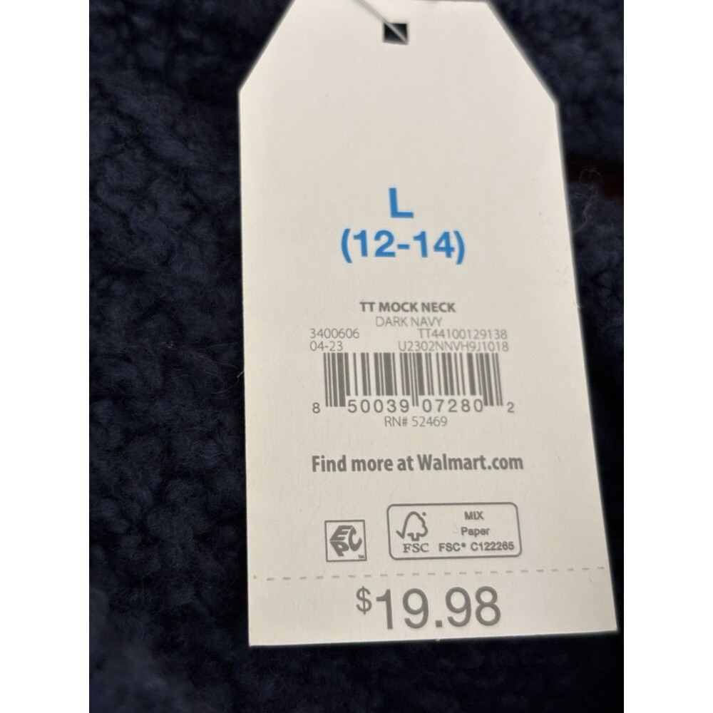 NWT Time & Tru Navy Blue Mock Turtleneck Large Sweater - Picture 4 of 6